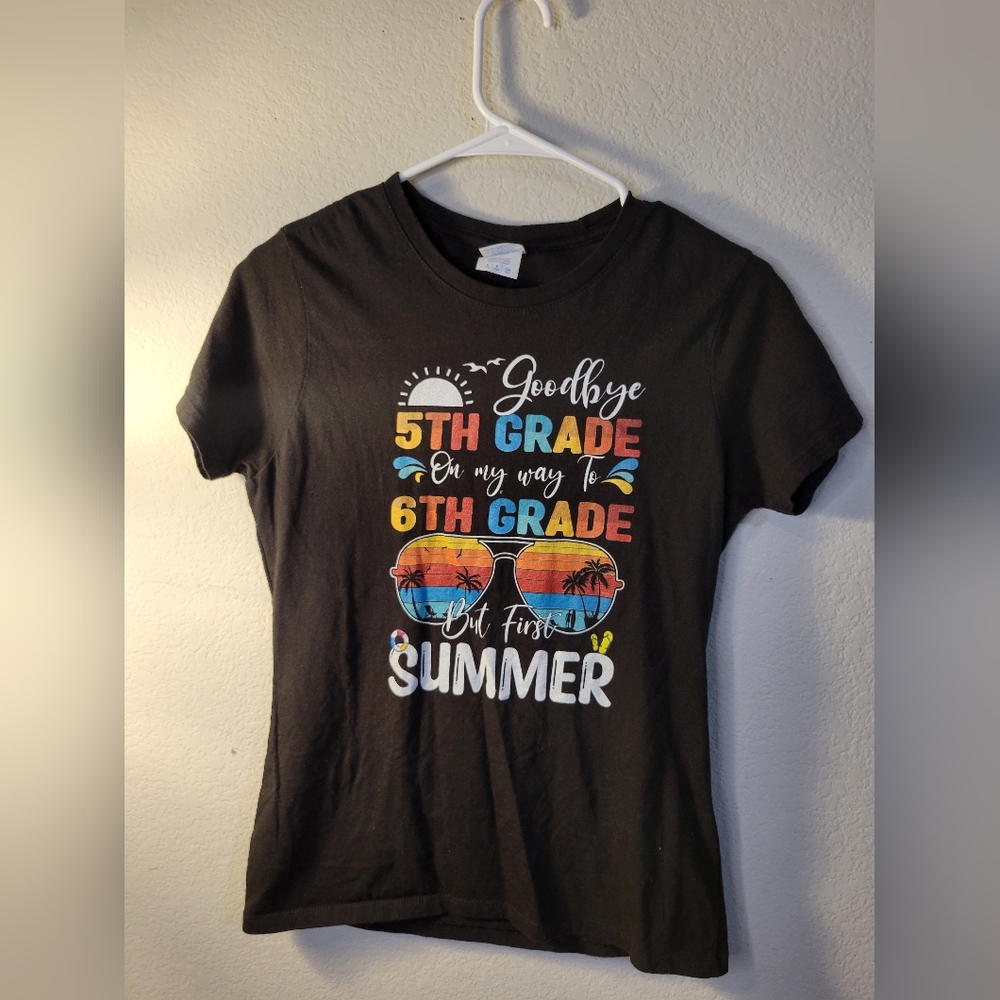 Kids' Black Graphic Tee - Goodbye 5th Grade Design